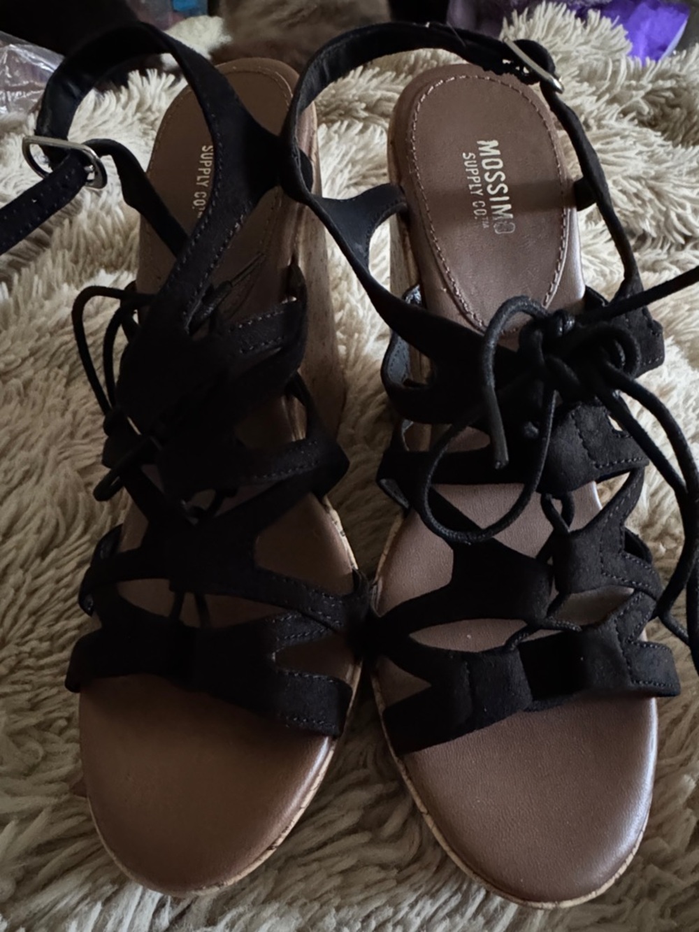Mossimo Supply Co. Black Lace-Up Strappy Sandals